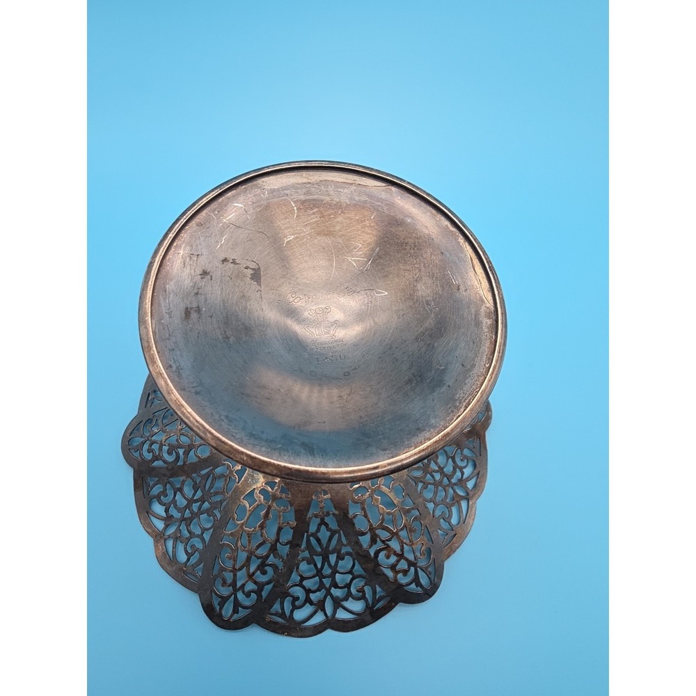 Lovelace Silverplate Lacey Ruffled Compote 5" International Silver Company 1430 - Picture 4 of 6